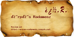 Árpás Radamesz névjegykártya